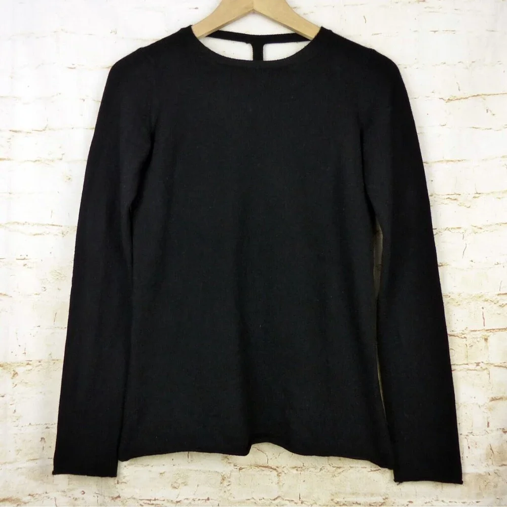 Leetha Back T Cut Out Cashmere Sweater Womens XS Black Pullover Grunge Goth Sexy - Picture 2 of 13